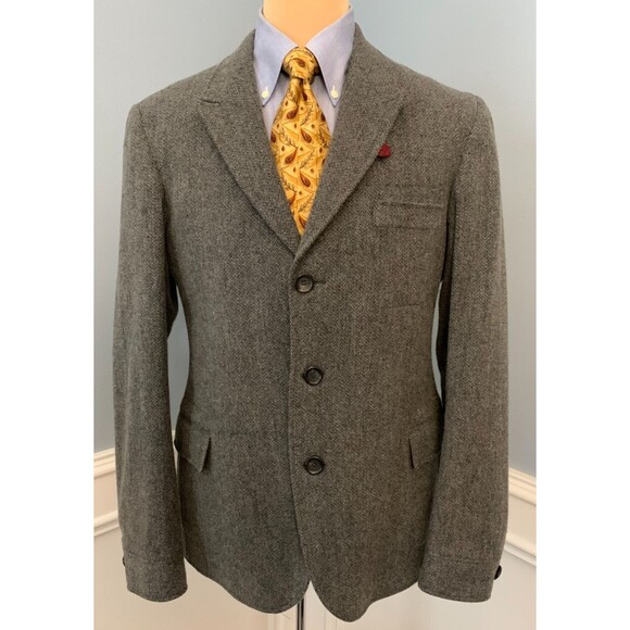 Oliver Spencer Tweed Blazer Mens 42R Herringbone Lambswool Unstructured Preppy - Picture 1 of 10